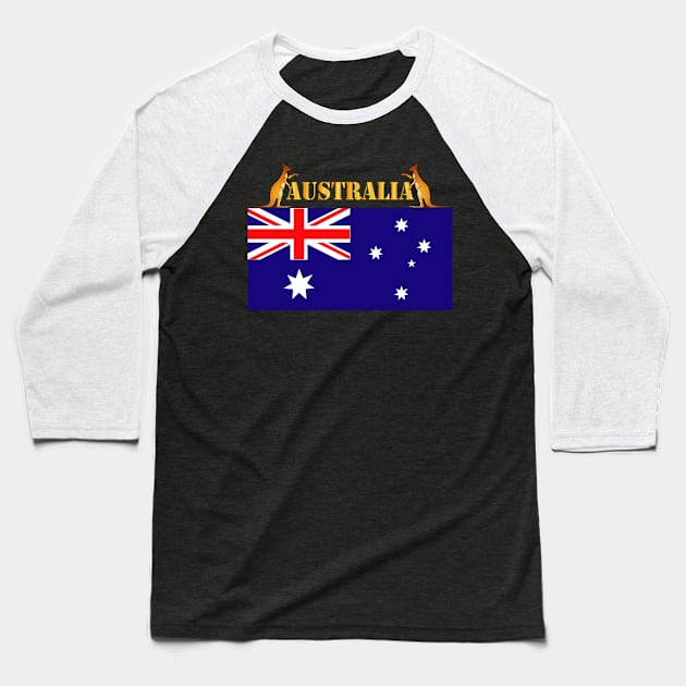 Flag - Australia w 2 Roo w Txt Baseball T-Shirt by twix123844